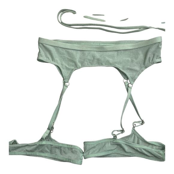 Flole shimmer mint green top and garter gold Medium NO BOTTOMS only top & garter - Picture 4 of 6